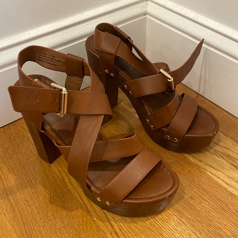 Cognac Brown Madden Girl heels 4" with Platform